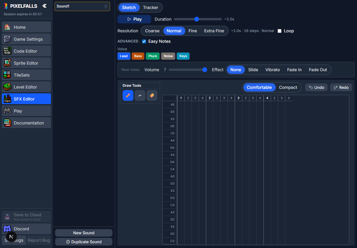 The Sound Editor Sketch view